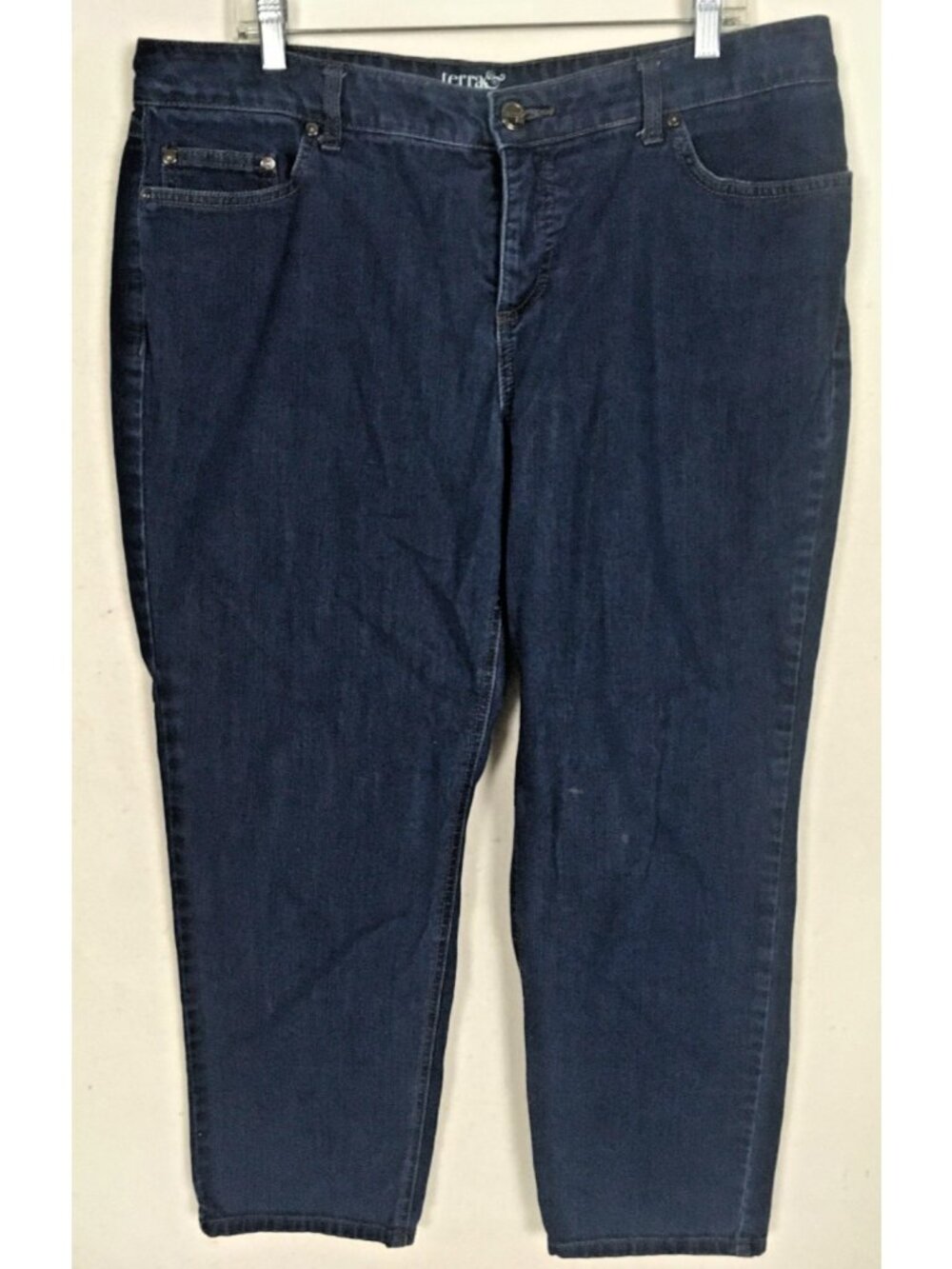 Terra and Sky Jeans Women Size 14W Blue Denim Dark Wash Mid Rise Straight Leg